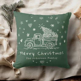 Mysigt Whimsical Retro-familjfoto för julfamiljen  Kudde