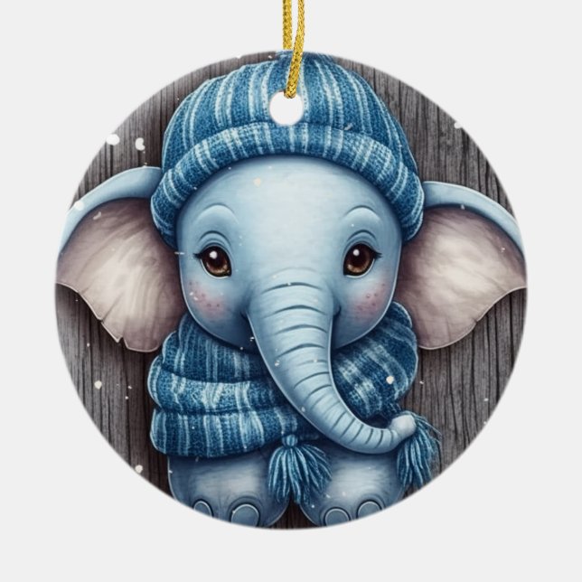 Mysigt Winter Elephant Ornament (Framsidan)