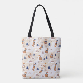 Mysigt Winter Fox Tote Bag - Cute Woodland Animal Tygkasse