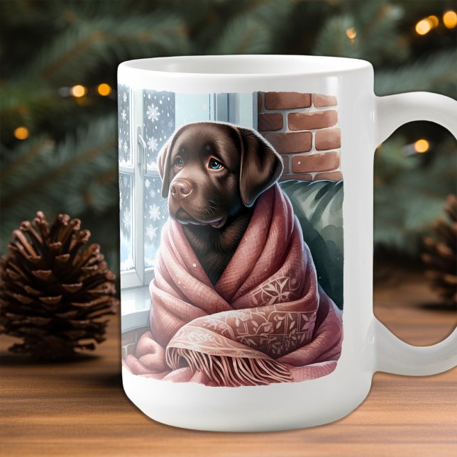 Mysigt Winter Labrador Retriever jul Puppy Hund Kaffemugg (Skapare uppladdad)