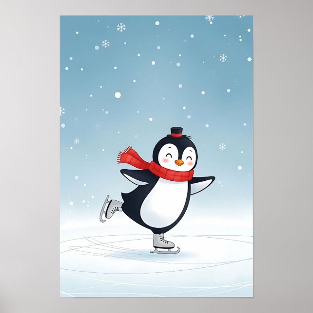 Mysigt Winter Penguin Nursery Art Poster (Framsidan)