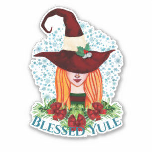 Mysigt Winter Solstice Witch Hat Blated Yule Klistermärken