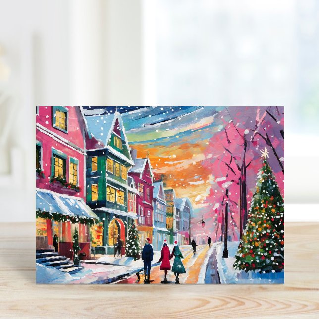 Mysigt Winter Street Scene Modern Art Kort (Skapare uppladdad)