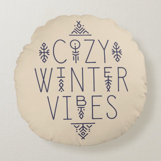 Mysigt Winter Vibes-design Rund Kudde (Framsidan)