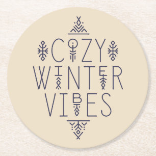 Mysigt Winter Vibes-design Underlägg Papper Rund