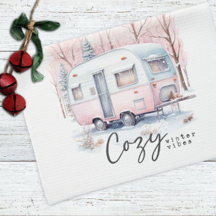 Mysigt Winter Vibes Rosa Pastel Camper jul Kökshandduk
