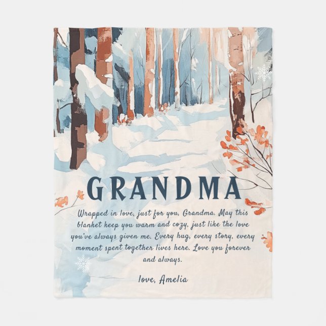 Mysigt Winter Wonderland Grandma Fleecefilt (Framsidan)