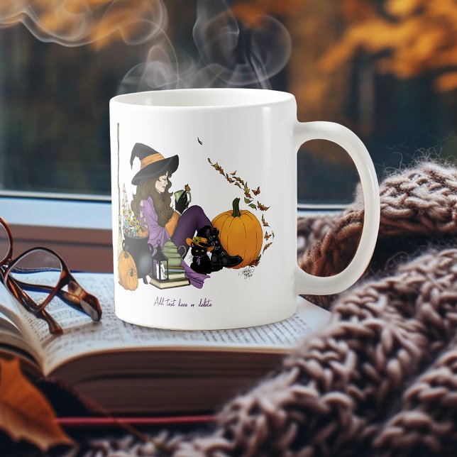 Mysigt Witch Vibes Halloween Pumpkins Lila Kaffemugg (Skapare uppladdad)