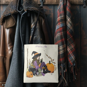 Mysigt Witch Vibes Halloween Pumpkins Lila Tygkasse