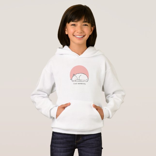 myska ögonblick - minimalistisk sovande katt linj t shirt (Hel framsida)