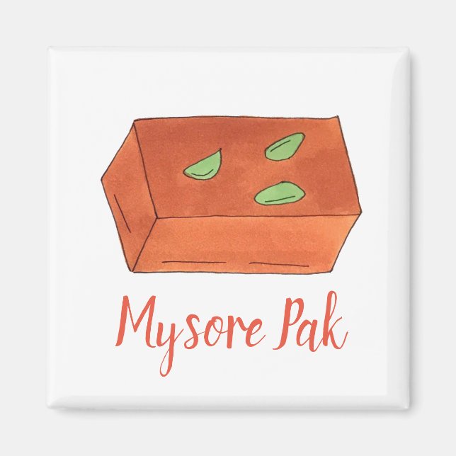 Mysore Pak Indian Sweet Bakery Pastry Chef Food Magnet (Framsidan)