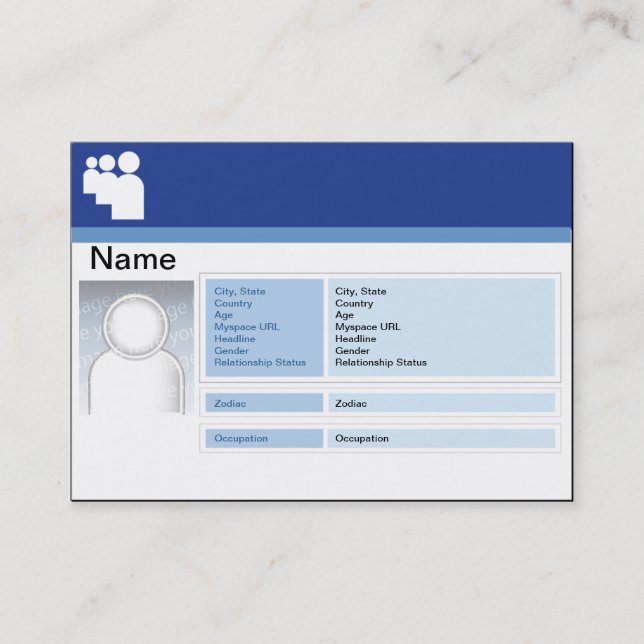 Myspace mörk - knubbig visitkort (Framsida)