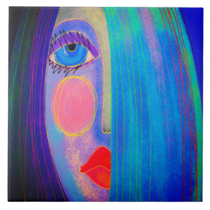 Mysteri Abstrakt Digital Painting of a Women Kakelplatta