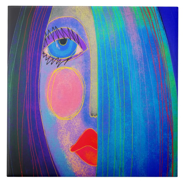 Mysteri Abstrakt Digital Painting of a Women Kakelplatta (Framsidan)