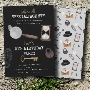 Mysteri Kids Secret Agent Spy Detektiv Birthday Inbjudningar