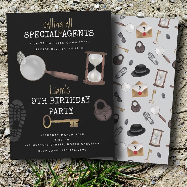 Mysteri Kids Secret Agent Spy Detektiv Birthday Inbjudningar (Mystery Kids Secret Agent Spy Detective Birthday Invitation)