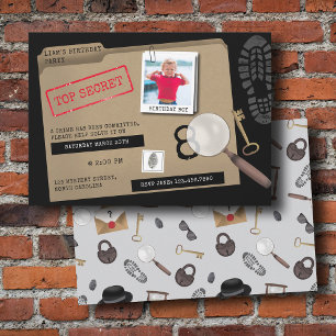 Mysteri Kids Secret Agent Spy Detektiv Birthday Inbjudningar