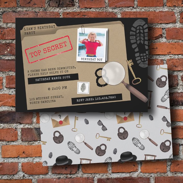 Mysteri Kids Secret Agent Spy Detektiv Birthday Inbjudningar (Mystery Kids Secret Agent Spy Detective Birthday Invitation)
