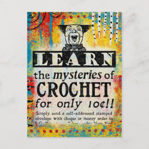 Mysteries of Crochet - Funny Vintage annons Vykort