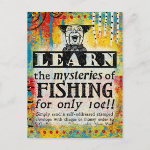 Mysteries of Fishing Postcard - Funny Vintage anno Vykort
