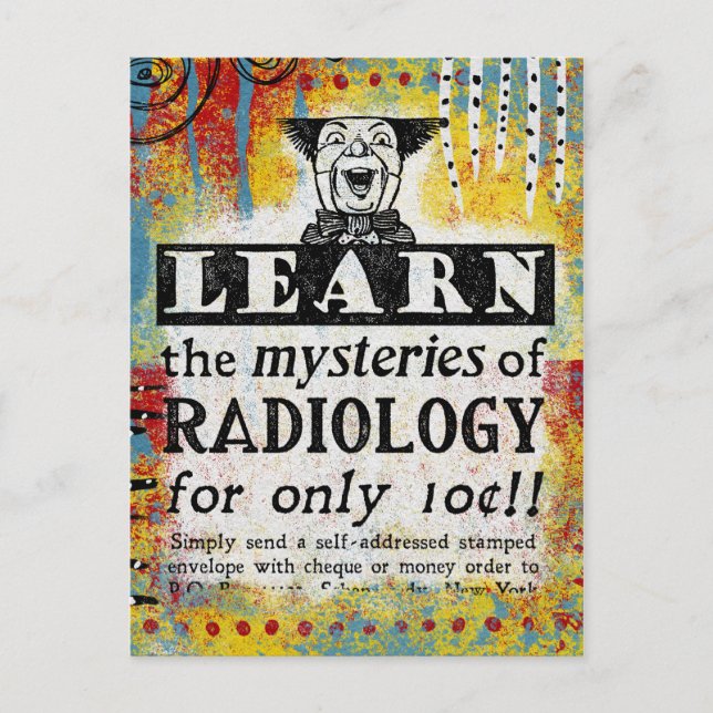 Mysteries of Radiology Postcard Funny Radiolog Vykort (Framsida)