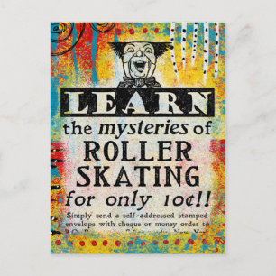 Mysteries of Roller Skating Postcard - Funny Retro Vykort