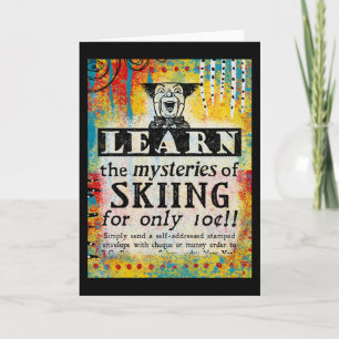 Mysteries of Skiing Greeting Card - Funny Vintage Kort