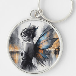 Mysteriet vingar från den mjölkliknande staden som rund silverfärgad nyckelring