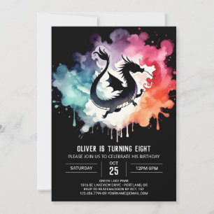 Mysterik Elegant Dragon Birthday Inbjudningar