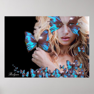 MYSTERIÖS BEAUTY MED BLUE BUTTERFLY POSTER