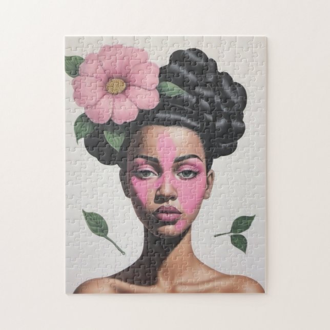 Mysterios svarta kvinna porträtt pussel (Vertikal)