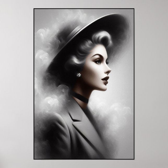 Mysterious 1940's Female Portrait Art Poster (Framsidan)
