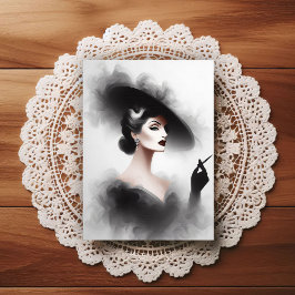 Mysterious 1940's Female Portrait Art Vykort