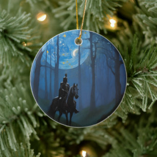Mysterious Black Knight i Moonlit Forest Julgransprydnad Keramik