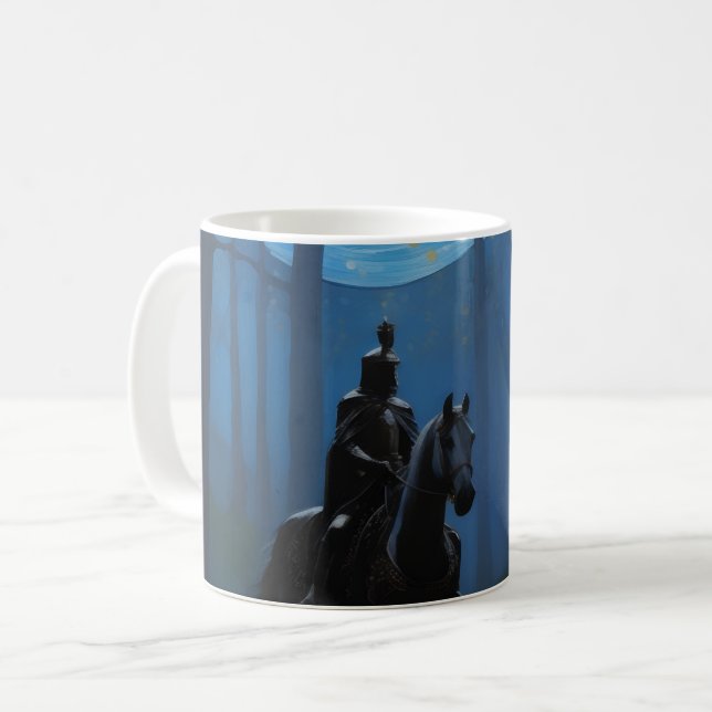 Mysterious Black Knight i Moonlit Forest Kaffemugg (Framsida vänster)