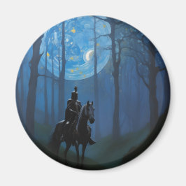 Mysterious Black Knight i Moonlit Forest Magnet