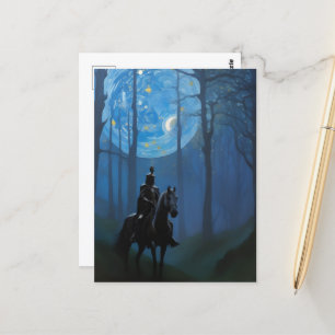 Mysterious Black Knight i Moonlit Forest Vykort