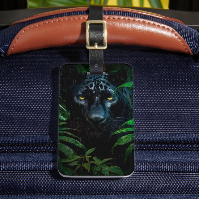 Mysterious Black Panther Jungle Wildlife Design Bagagebricka (Framsida Insitu 2)