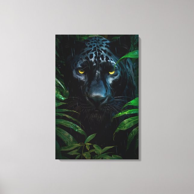 Mysterious Black Panther Jungle Wildlife Design Canvastryck (Framsida)