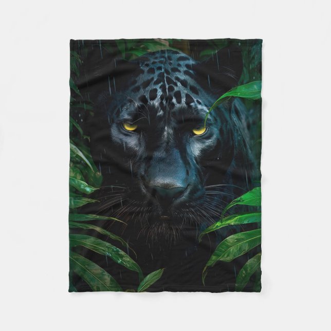 Mysterious Black Panther Jungle Wildlife Design Fleecefilt (Framsidan)