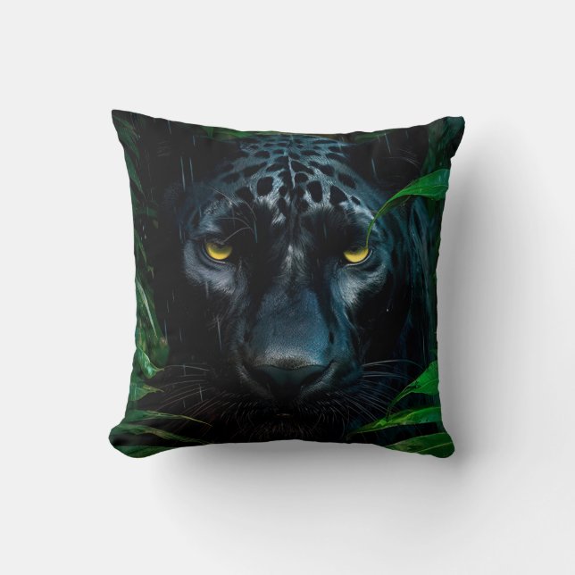 Mysterious Black Panther Jungle Wildlife Design Kudde (Framsida)