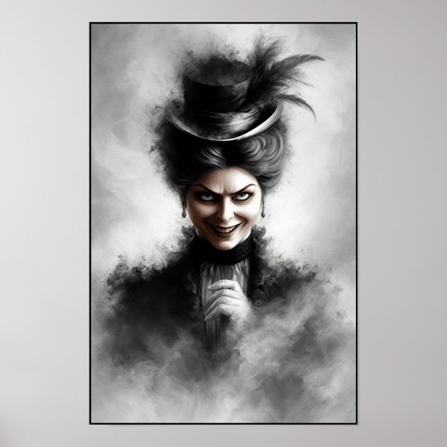 Mysterious Creepy Victorian Woman Portrait Art Poster (Framsidan)