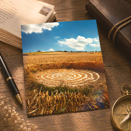 Mysterious Crop Circle UFO Gyllene Vete Fält Vykort