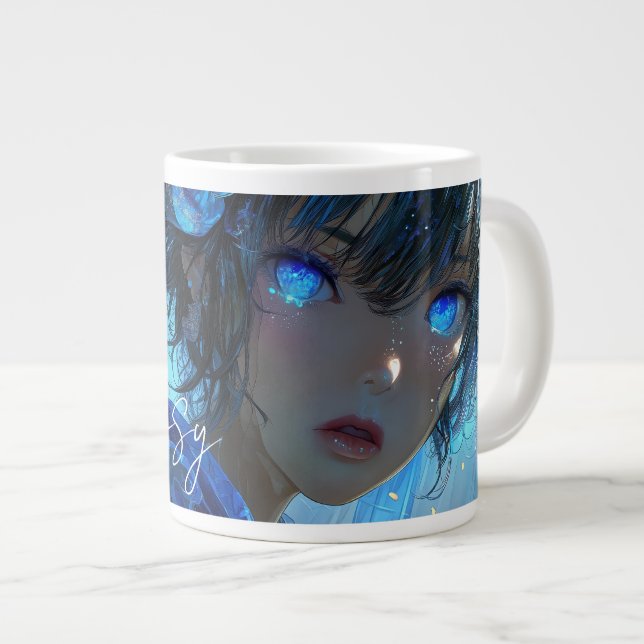 Mysterious Fantasy Girl - Ocean Art Aesthetic Jumbo Mugg (Framsida höger)