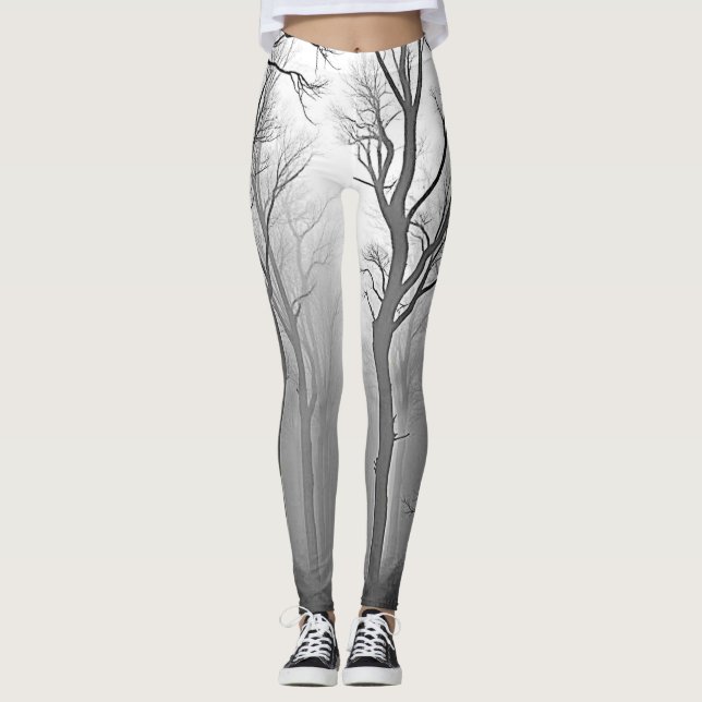Mysterious Foggy Forest Path Leggings (Framsida)