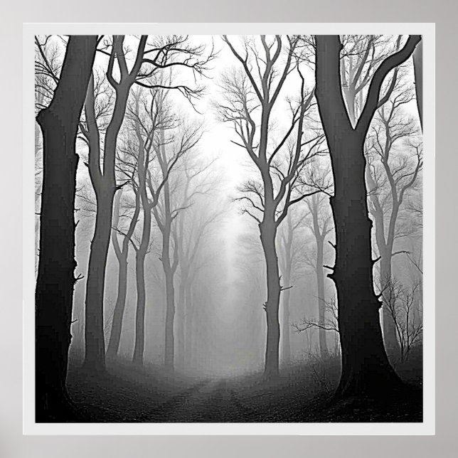 Mysterious Foggy Forest Path Poster (Framsidan)