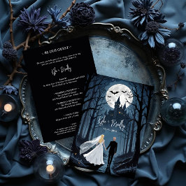 Mysterious Forest Wedding Couple Haunted Castle Inbjudningar