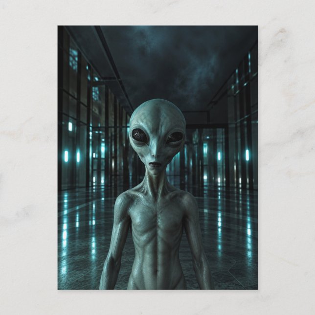 Mysterious Grey Alien Vykort (Framsida)