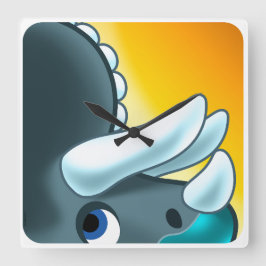 MYSTERIOUS HORNED DINOSAUR av Jeff Willis Art Fyrkantig Klocka