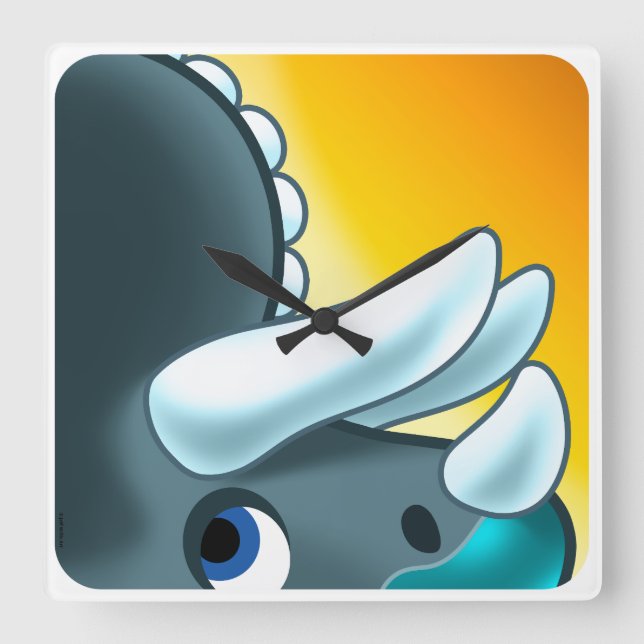 MYSTERIOUS HORNED DINOSAUR av Jeff Willis Art Fyrkantig Klocka (Framsida)